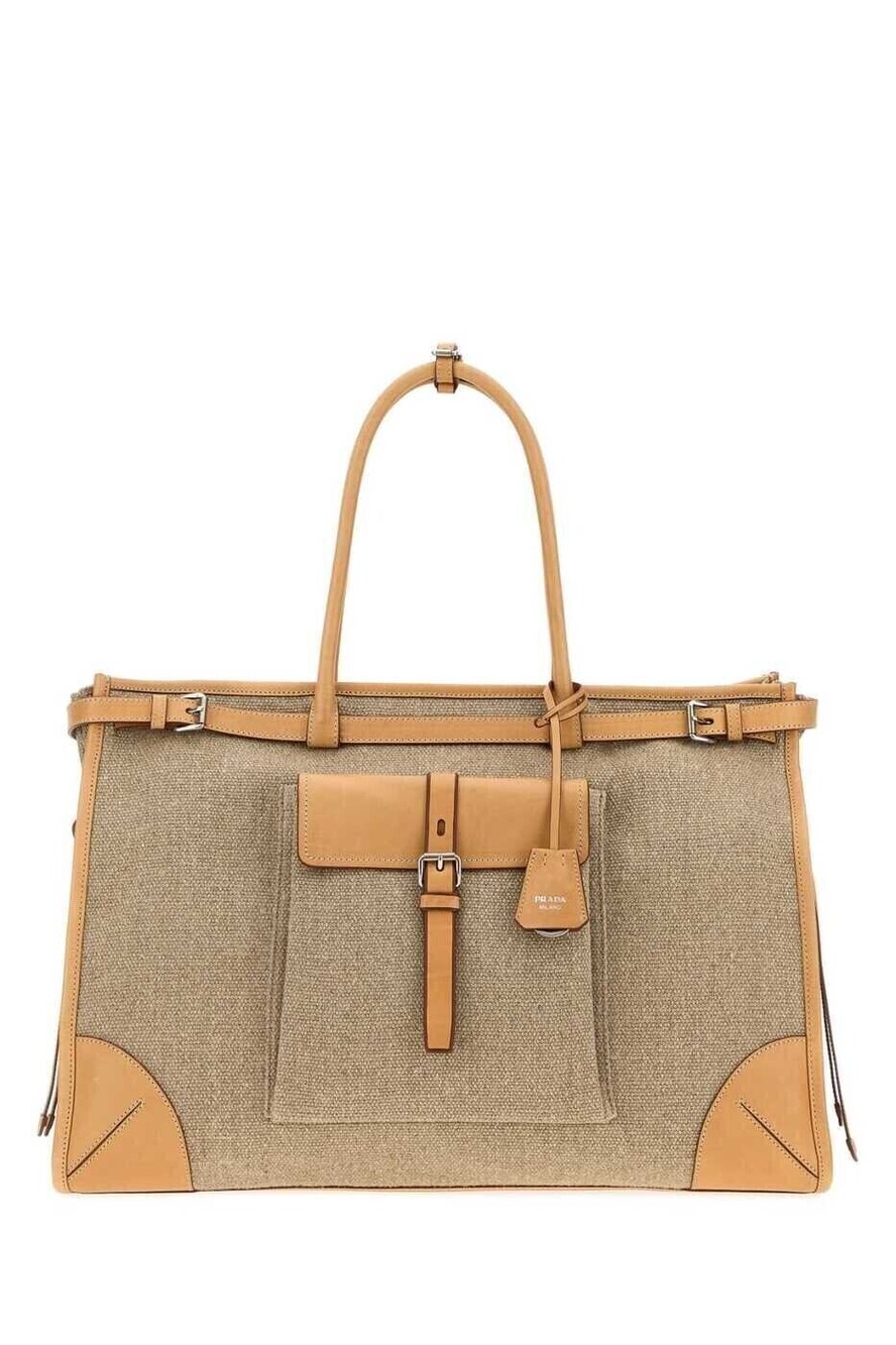Prada Arque Vitello Daino Leather Shoulder Bag Tan